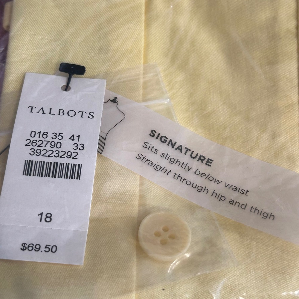 Talbots Signature Twill Crops Yellow Buttercup Pants Womens 18 New - Picture 7 of 12